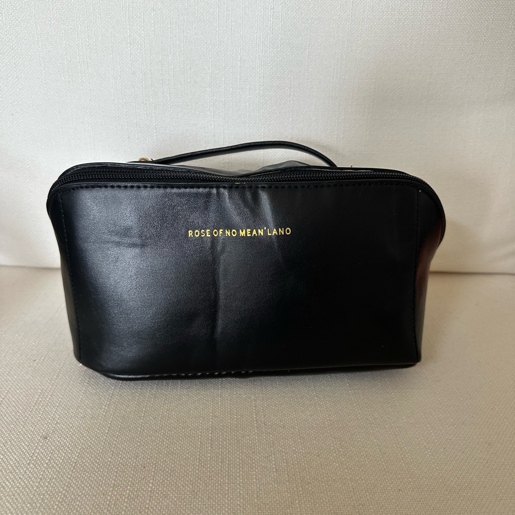 Black Cosmetic Bag With Structured Design